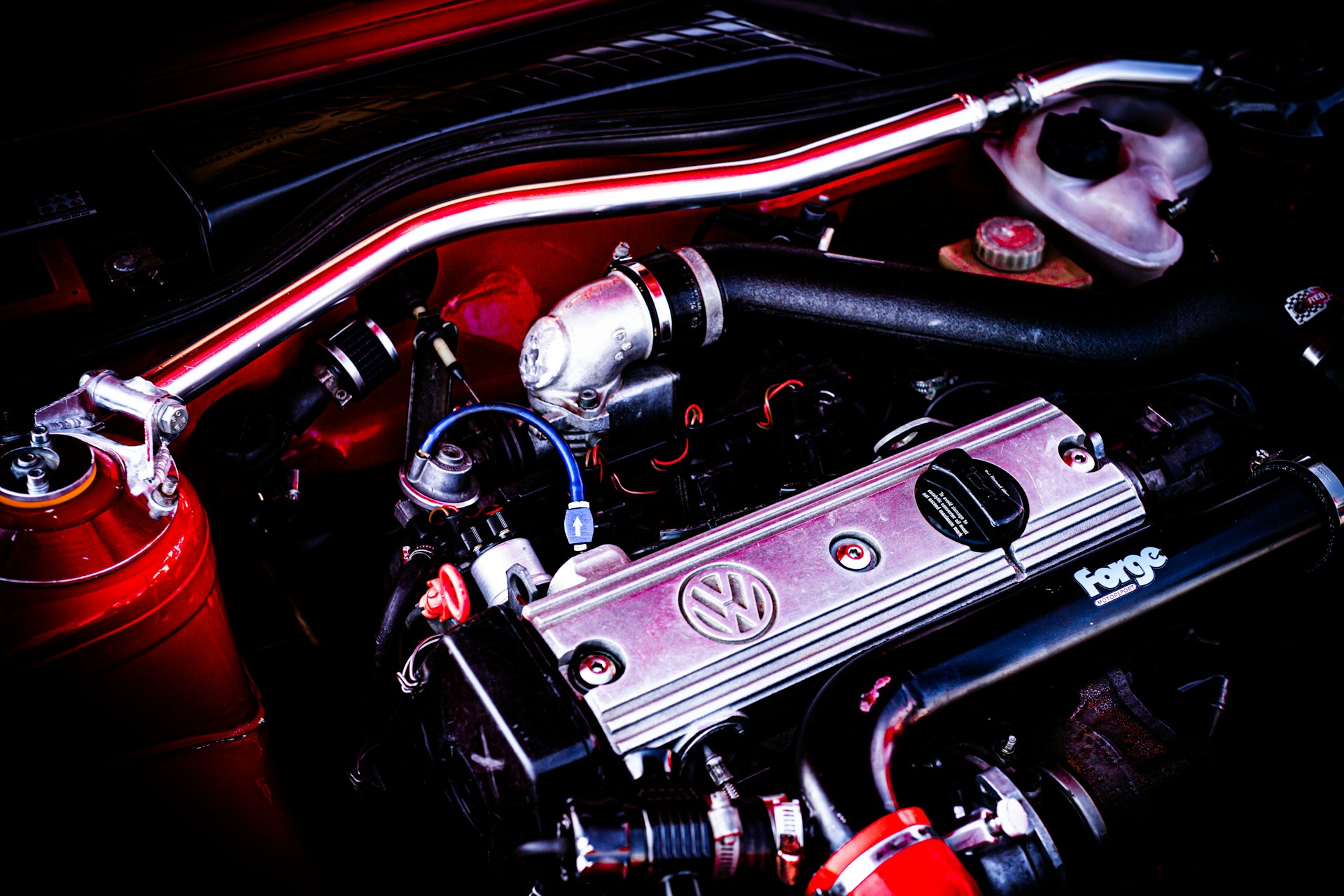 a close-up of a car engine